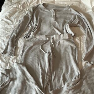 Cozy Ribbed Lounge Set in Gray